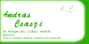 andras csaszi business card